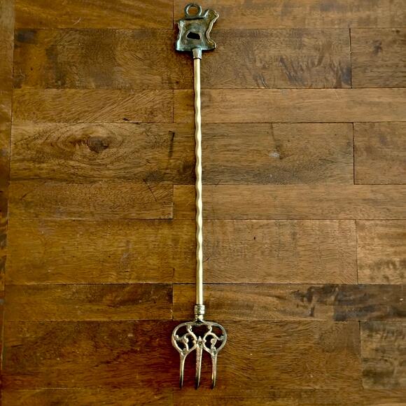 Vintage Brass Toasting Fork Cocker Spaniel Dog Fireplace Poker Tool 17.25" - Picture 4 of 6